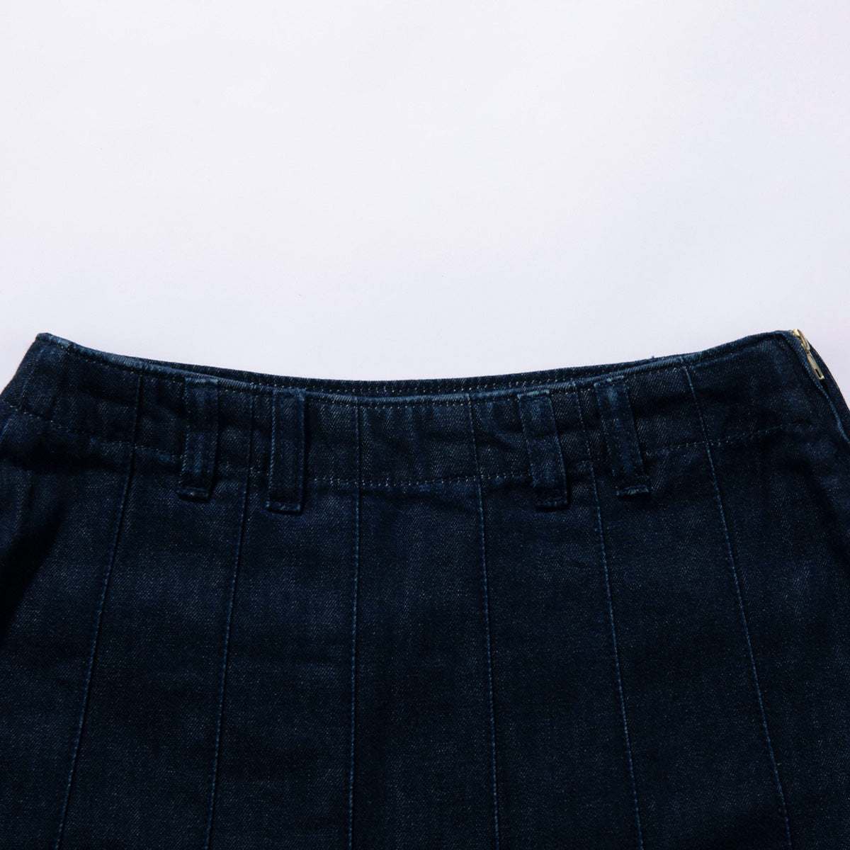 SomeSowe Pleated Denim Long Skirt Navy Blue