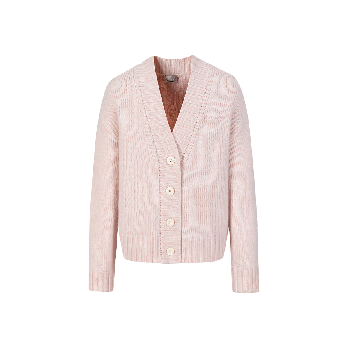 13De Marzo Embroidery Logo V-Neck Doozoo Cardigan Pink