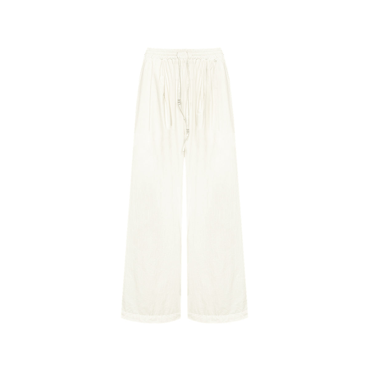 AsGony High Waist Drawstring Wide Leg Pants Beige