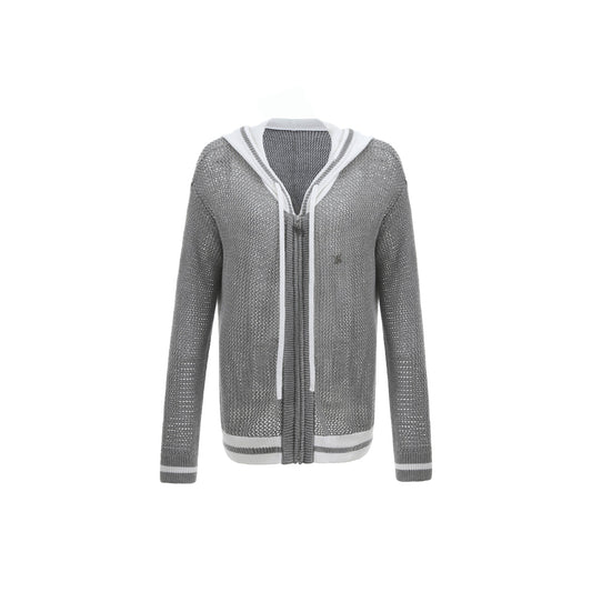 Via Pitti Color Blocked Knit Zip Hoddie Grey