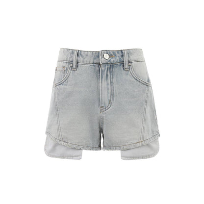 Via Pitti Logo Embroidery Denim Short Blue