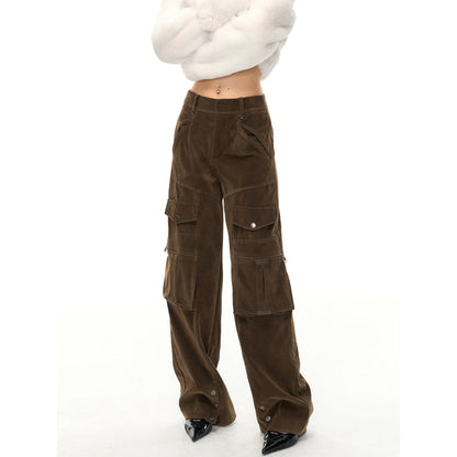 NotAwear Casual Matt Leather Cargo Straight-Leg Pants