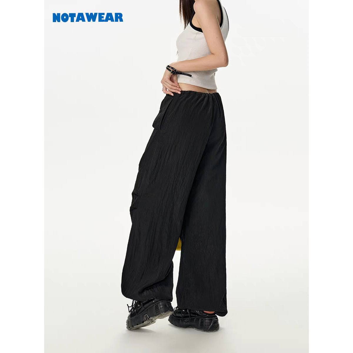 NotAwear Casual Drawstring Oversized Pants Black