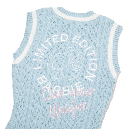 Weird Market X Barbie Contrast Knit Dress Blue