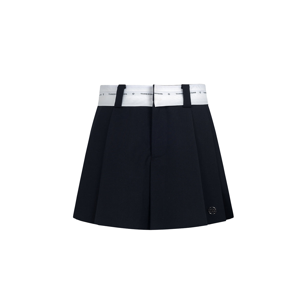 Three Quarters Silver Thread Contrast Skirt Shorts Black