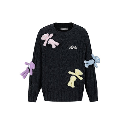 13De Marzo Rainbow Bear Weave Knit Sweater Black