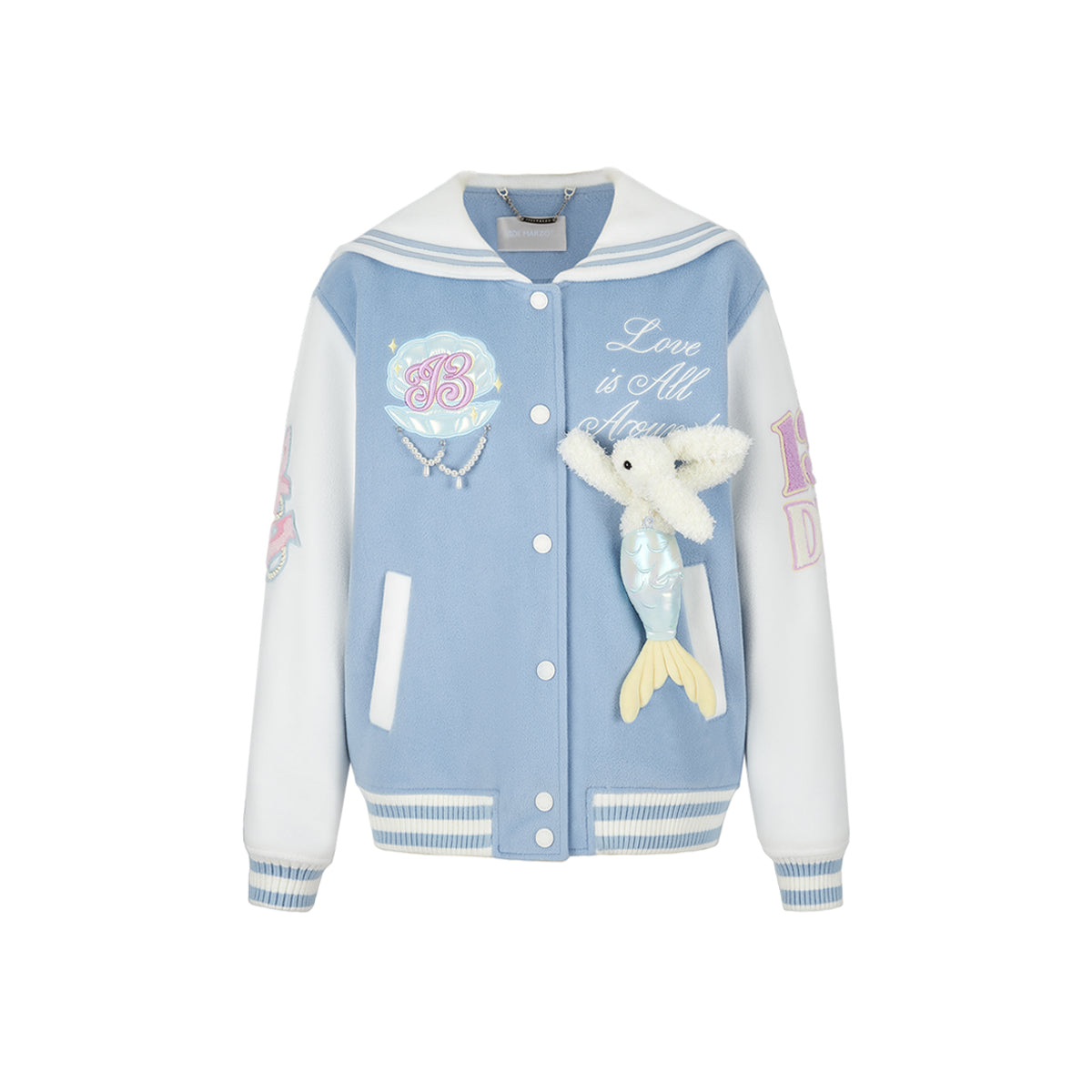 13De Marzo Sailor Collar Doozoo Mermaid Baseball Jacket Blue