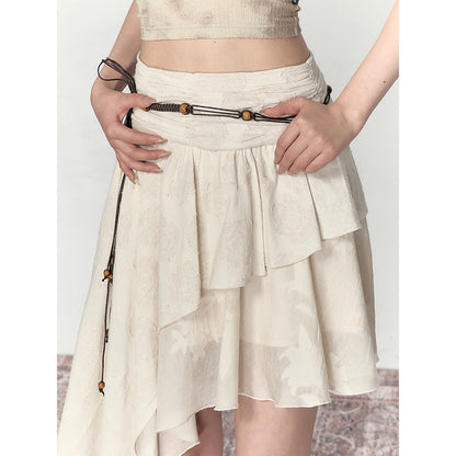 Via Pitti Heavy Rose Irregular Patchwork Skirt