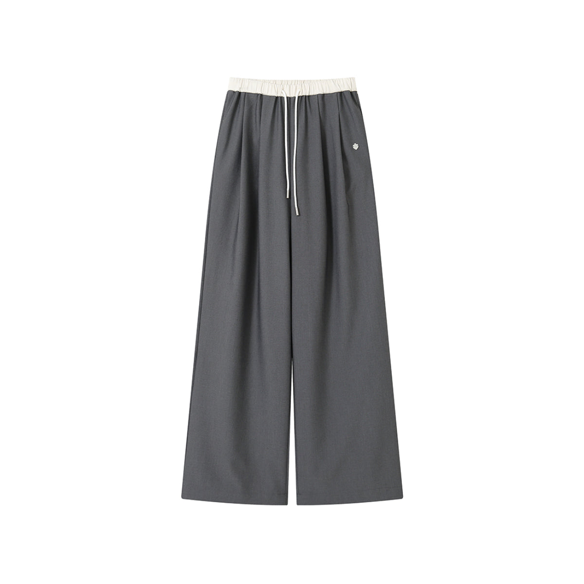 SomeSowe Drawstring Wide-Leg Suit Pants Gray