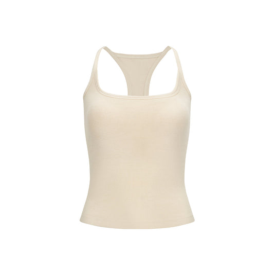 Via Pitti Padded Casual Sport Vest Top Cream