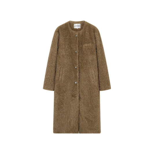 SomeSowe Oversized Chamois Leather Fur Coat Khaki