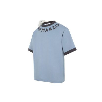 13De Marzo Round Neck Knit Logo T-Shirt Blue