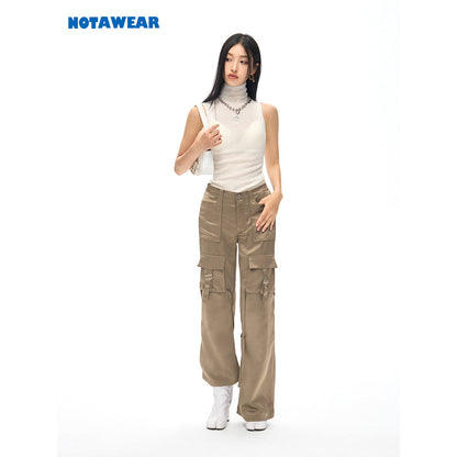 NotAwear Glossy Satin Flare Cargo Pants