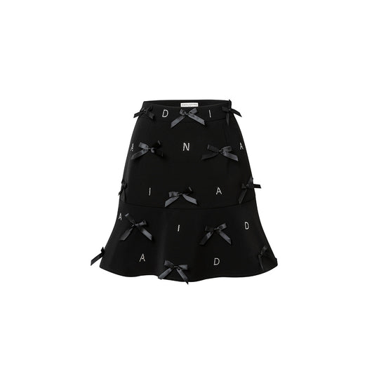 Diana Vevina Rhinestone Letters Bow Tie Skirt Black