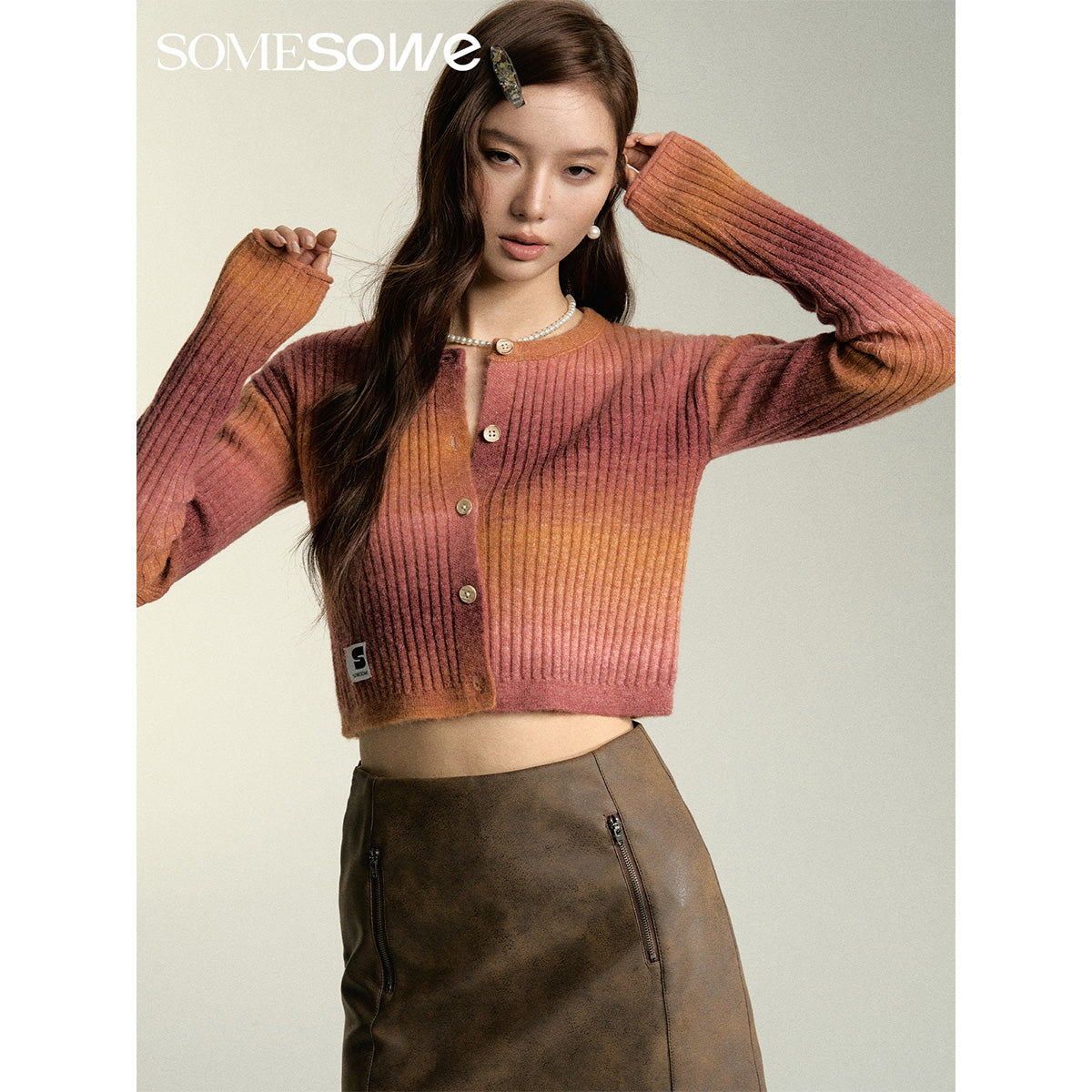 SomeSowe Island SunSet Gradient Knit Cardigan Orange