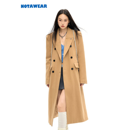 NotAwear Woolen Nipped Waist Oversized Coat Camel