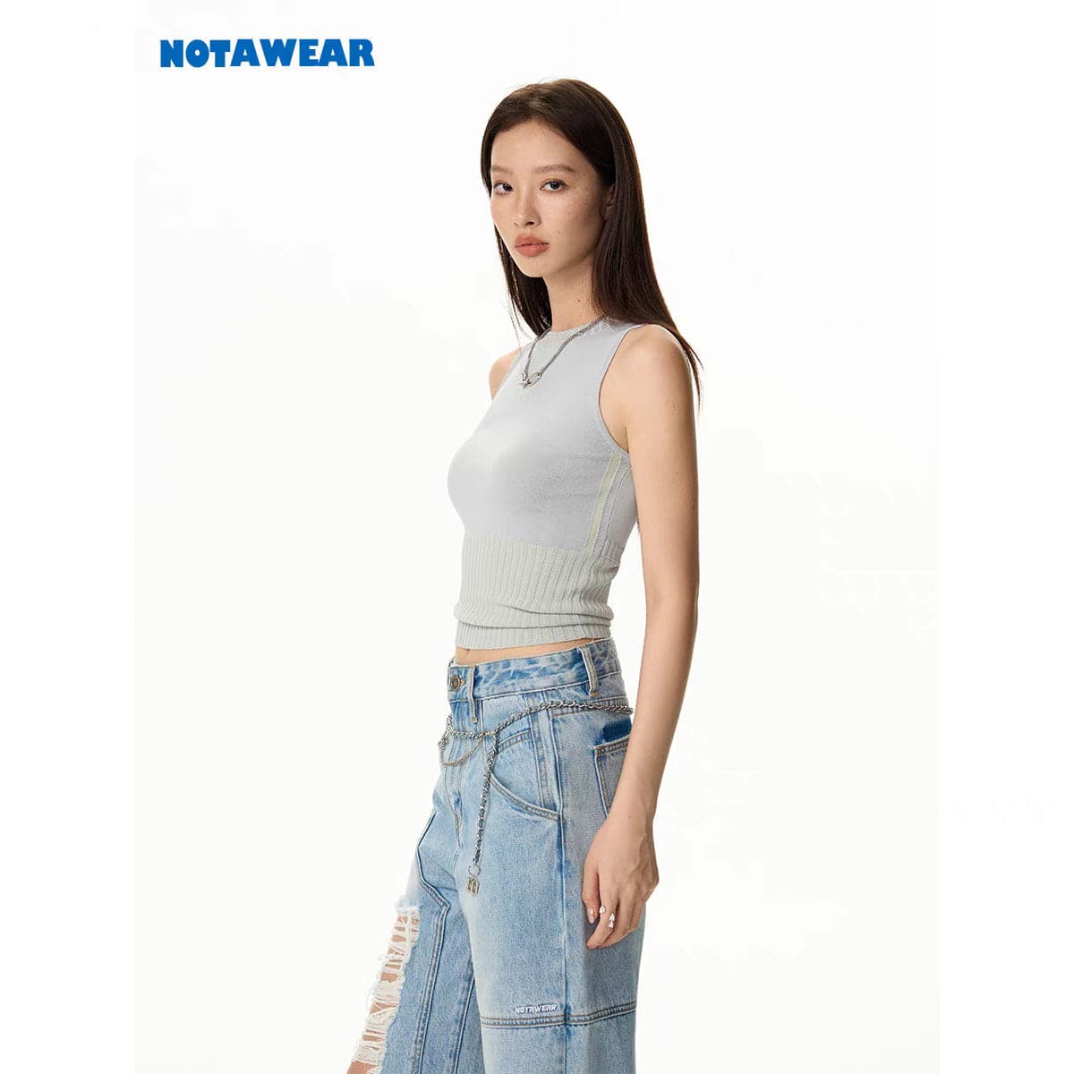 NotAwear Logo Embroidery Backless Knit Vest