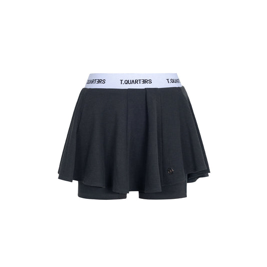 Three Quarters Contrast Ballet Knit Skirt Shorts Black