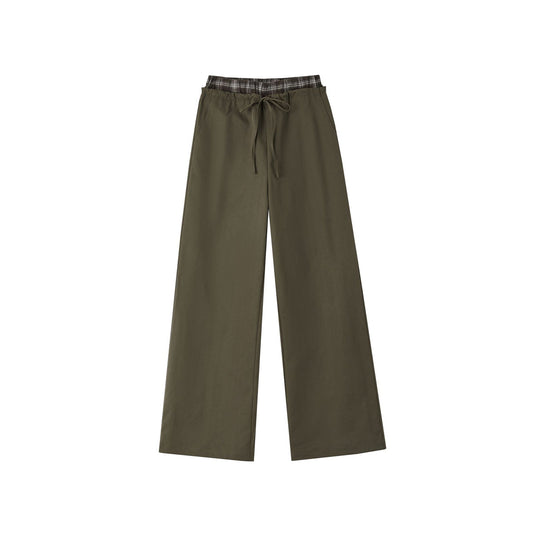 SomeSowe Double Waist Drawstring Wide-Leg Pants Brown