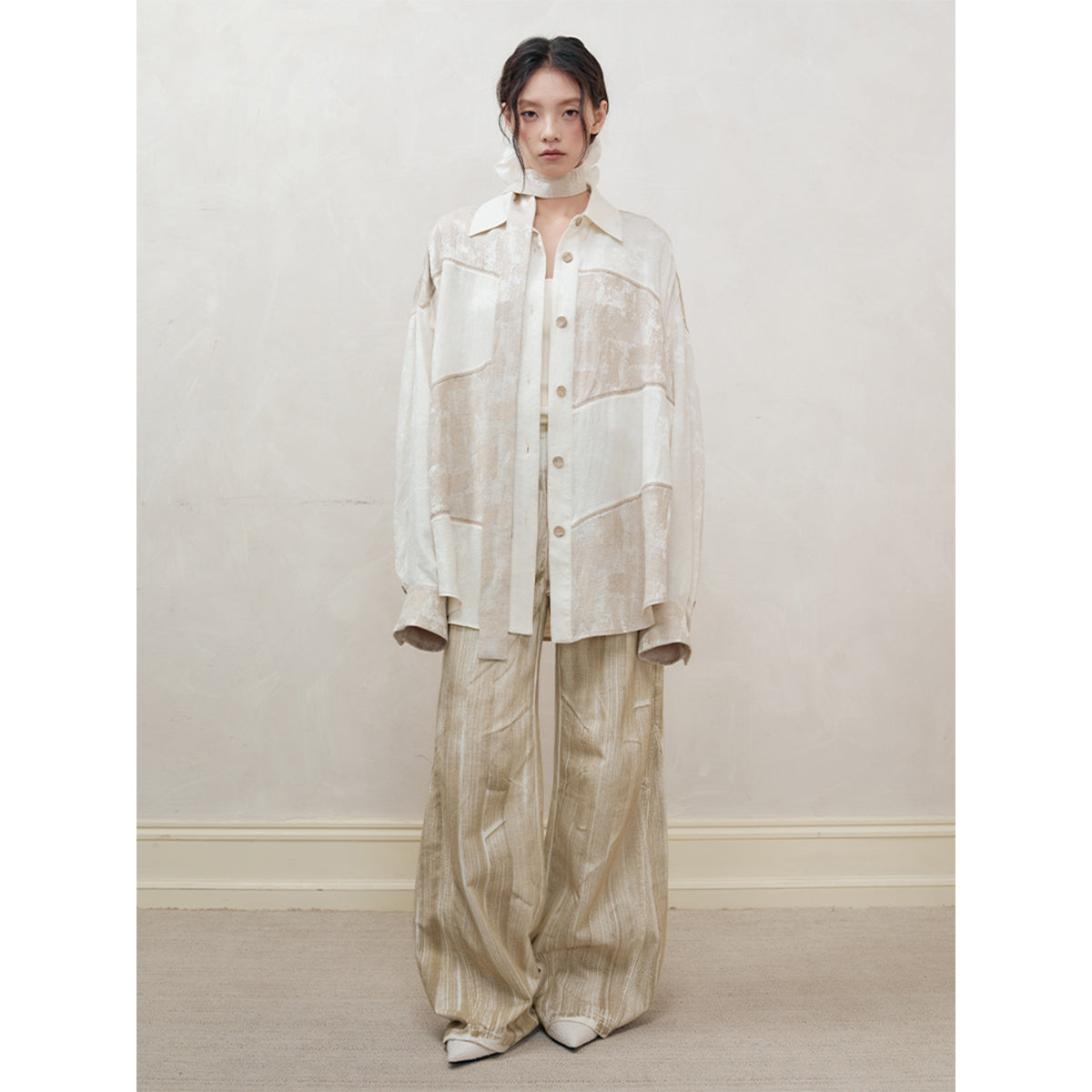 Anno Mundi Brushed Dyed Wide-Leg Straight Denim Pants