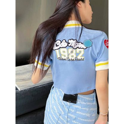 13De Marzo X Care Bears Hug Squad Baseball Top Blue