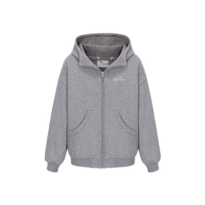 13De Marzo Sparkly Bear Zip Up Casual Hoodie Gray