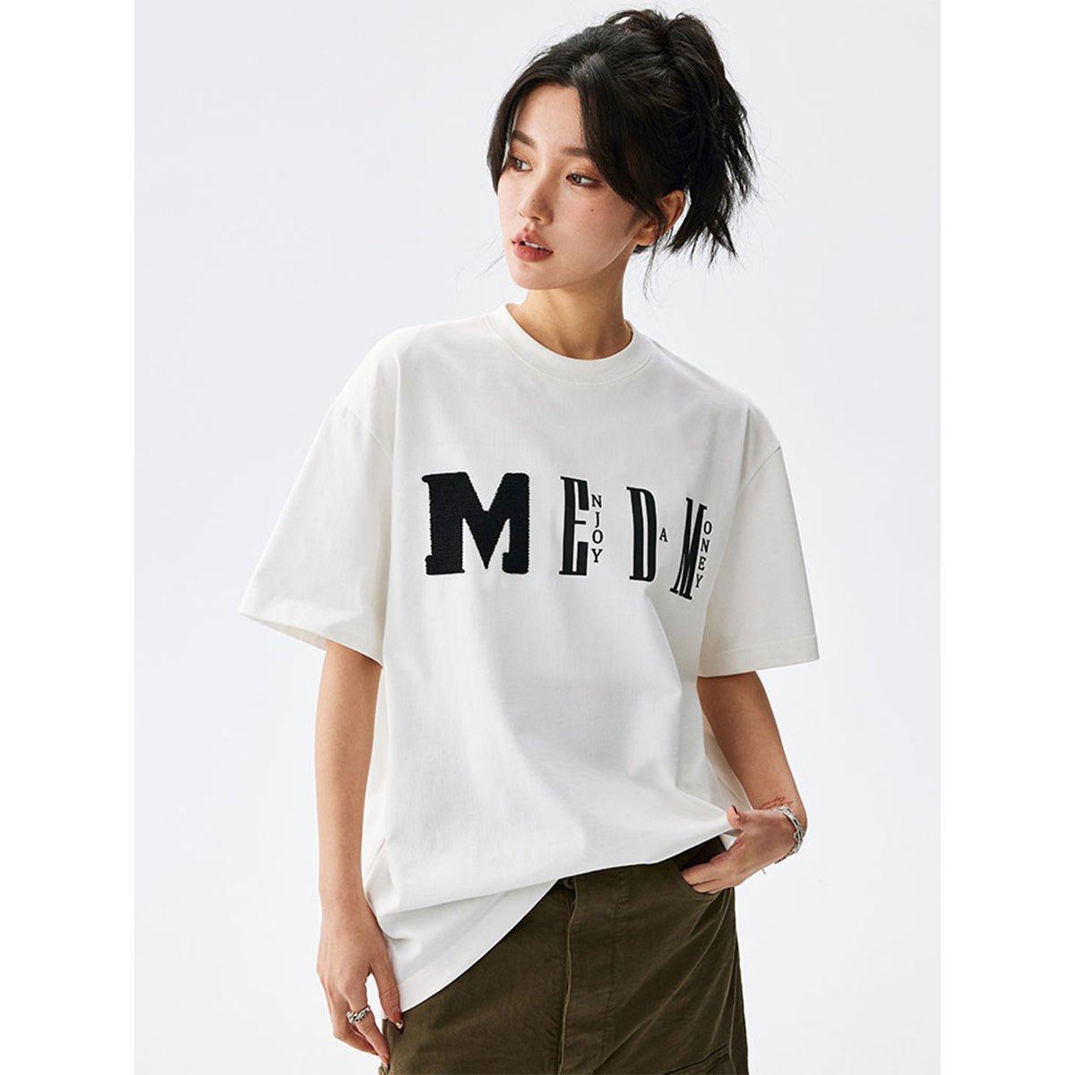 MEDM Big M Knit Logo Tee White