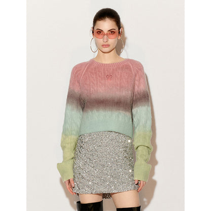 Fordare Rainbow Overlong Sleeve Knit Sweater