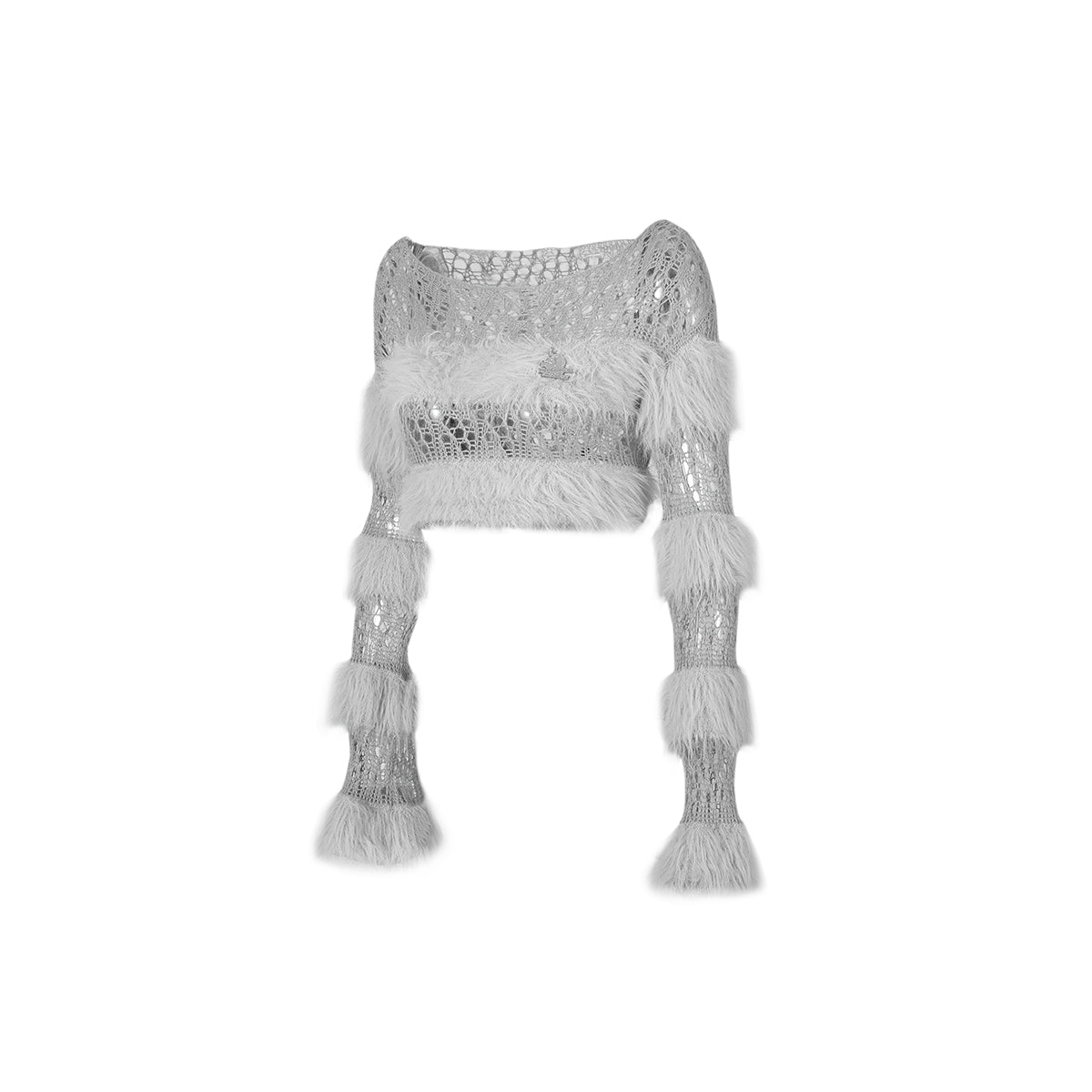 Weird Market X Angel Boy Fluffy Hollow-Out Crop Sweater