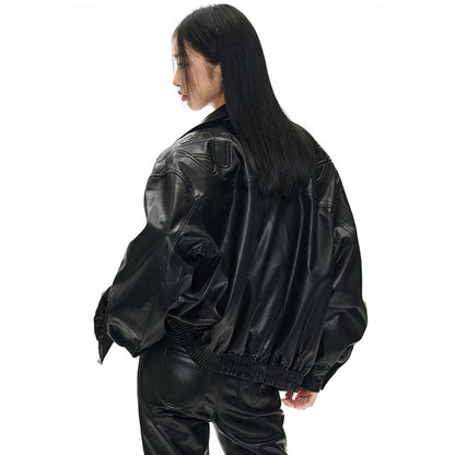 NotAwear Vintage Zipper Leather Jacket Black