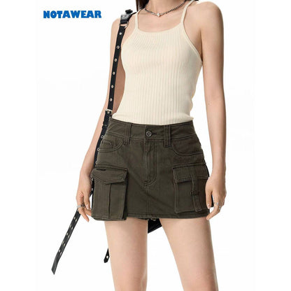 NotAwear Pockets Cargo Denim Skirt Shorts