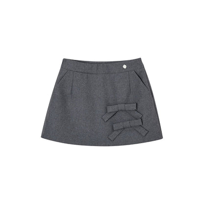 SomeSowe 3D Bow A-Line Mini Skirt Gray