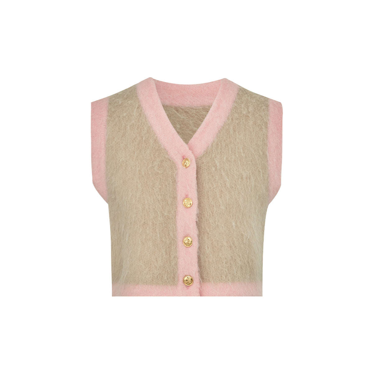 Kroche Color Blocked Alpaca Fiber Vest Pink