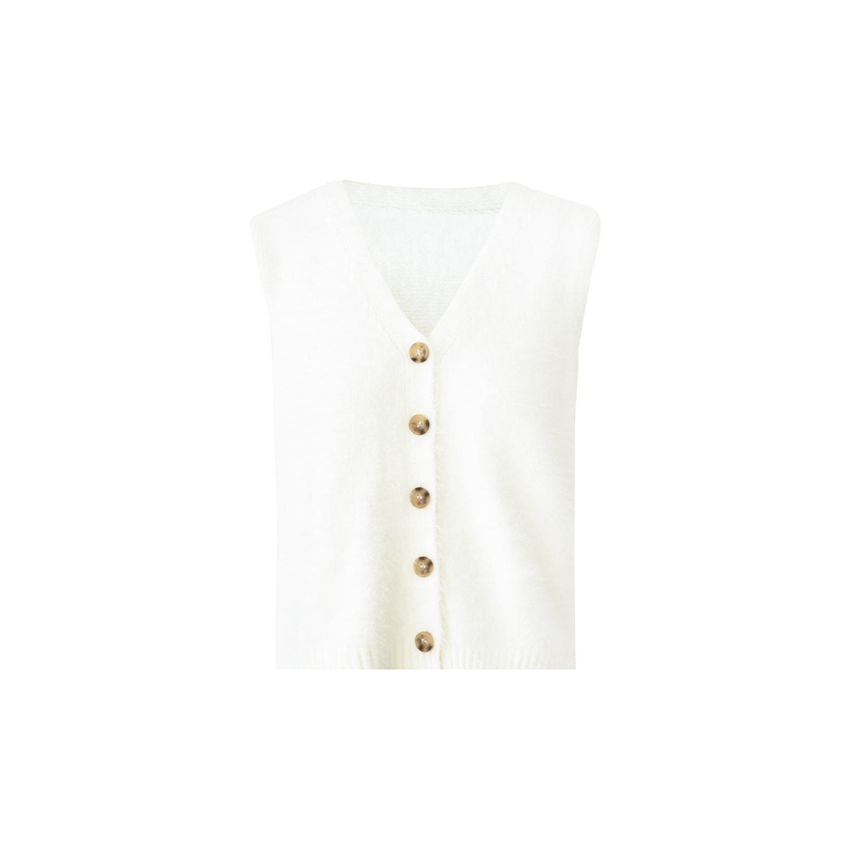 Kroche Faux Mink V-Neck Vest White