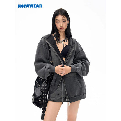 NotAwear Oversized Washed Zipper Hoodie