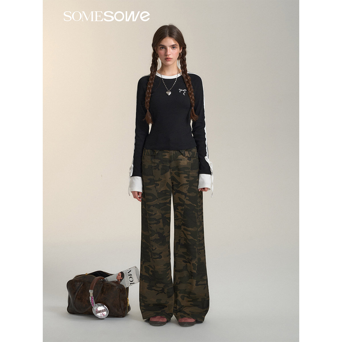 SomeSowe Vintage Camo Wide-Leg Jeans