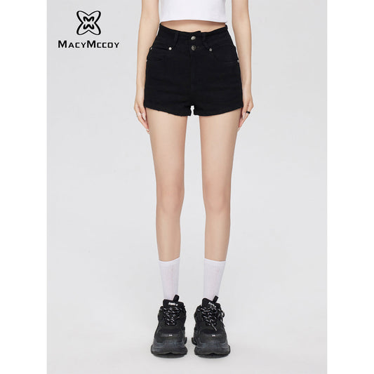 MacyMccoy High-Waist Denim A-Line Shorts Black