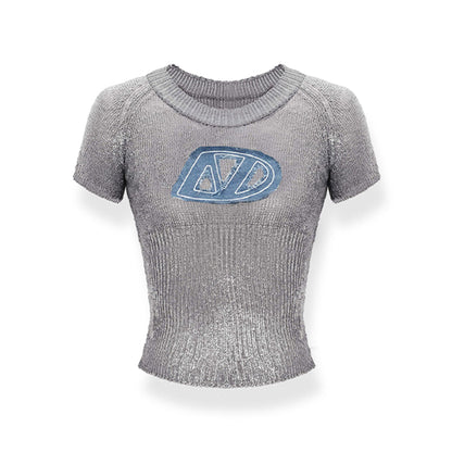 NAWS Denim Embroidered Logo Knit Tee Grey