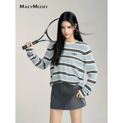 MacyMccoy Color Blocked Striped Embroidered Sweater