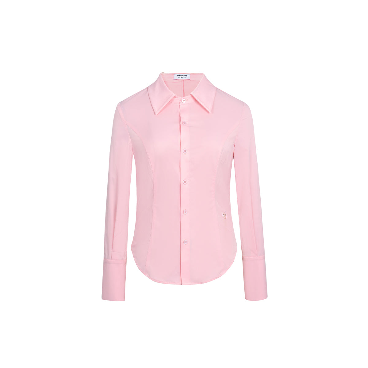 Three Quarters Logo Slim Fit Poplin Shirt Pink