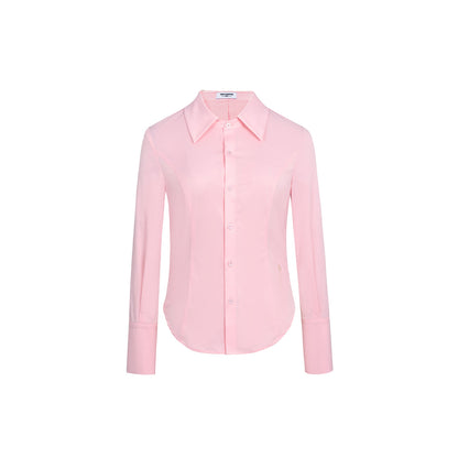 Three Quarters Logo Slim Fit Poplin Shirt Pink