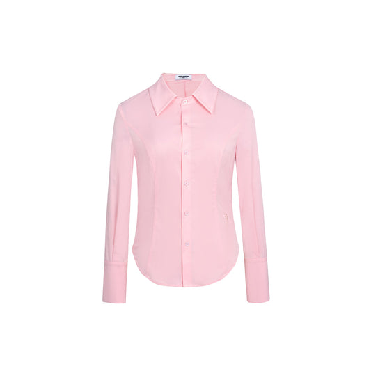 Three Quarters Logo Slim Fit Poplin Shirt Pink