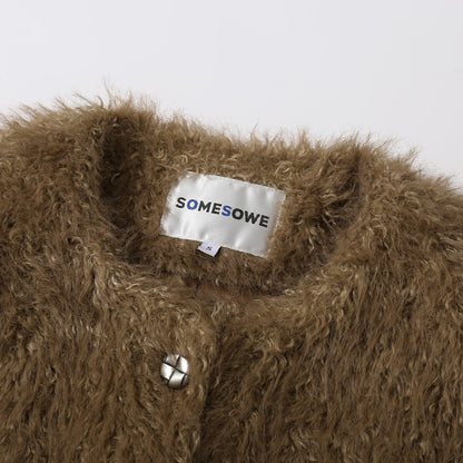 SomeSowe Oversized Chamois Leather Fur Coat Khaki