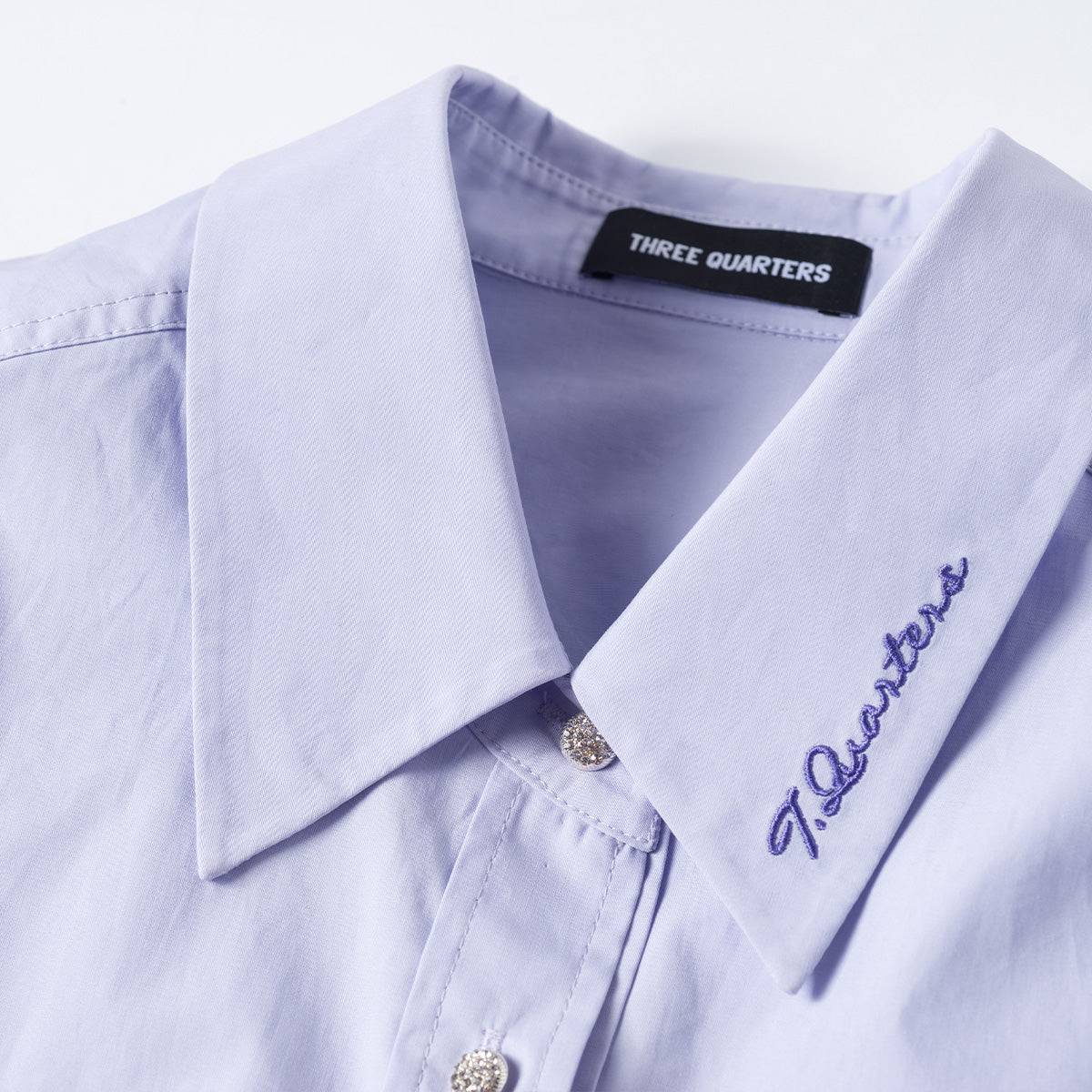 Three Quarters Logo Embroidery Shirt Purple