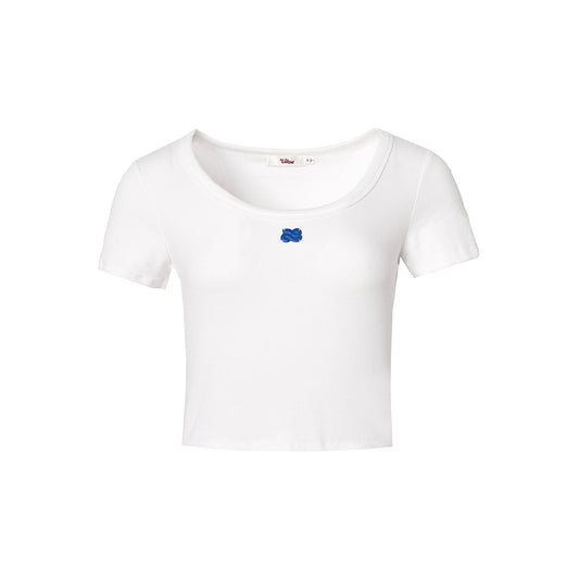 Liilou U-Neck Straight Shoulder T-Shirt White