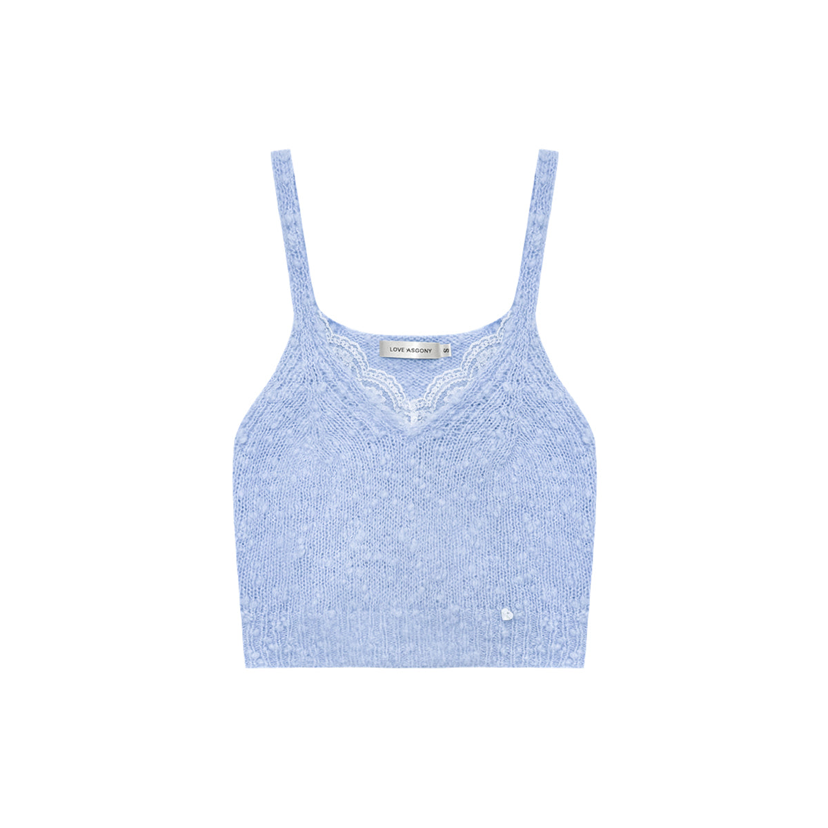 AsGony Lace Patchwork Knit Slip Vest Blue