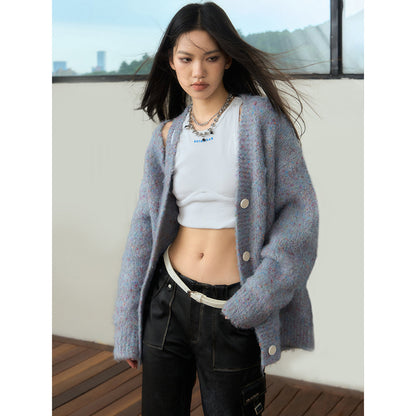 NotAwear Woolen Hollow Cutting Cardigan Blue