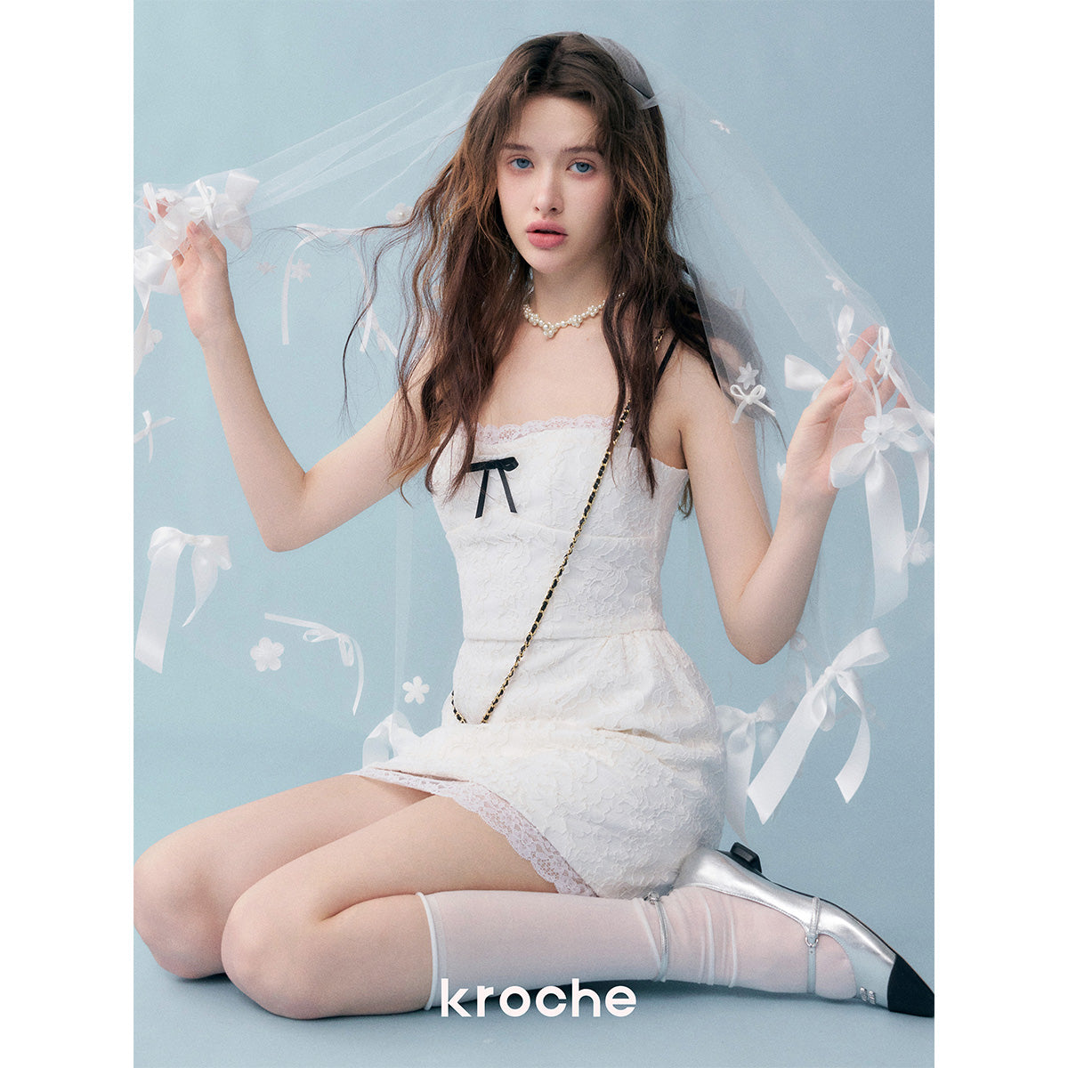 Kroche Bow Lace Patchwork Sling Dress