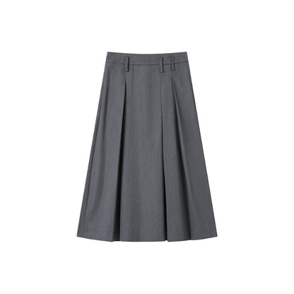 SomeSowe Asymmetrical Pleated Long Skirt Grey