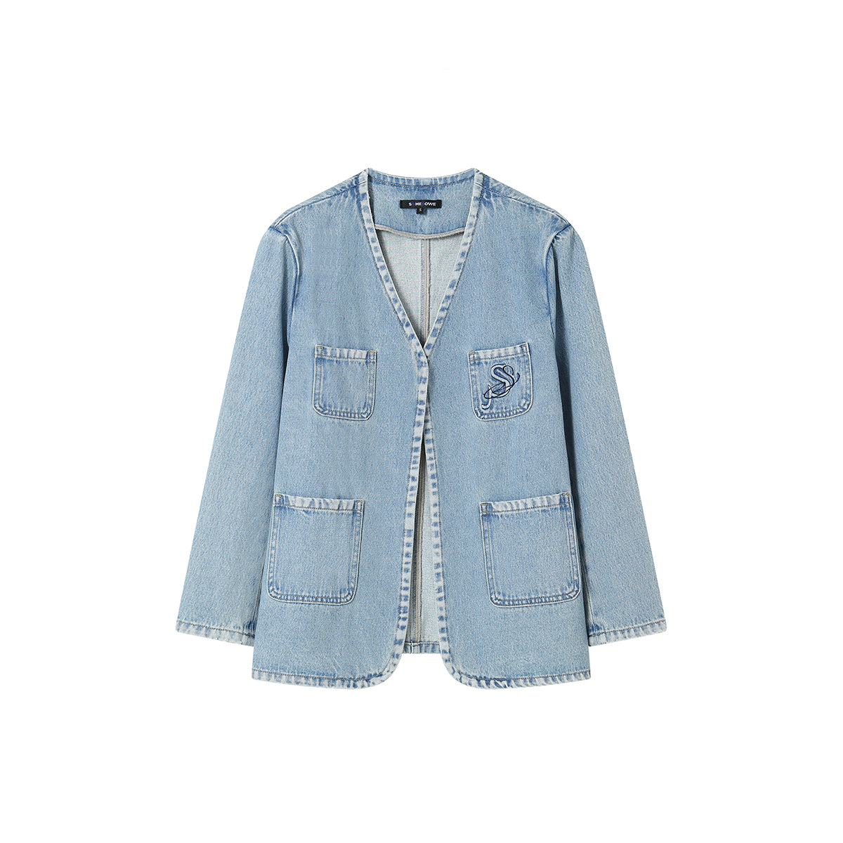 SomeSowe Logo Embroidery Washed Jacket Blue